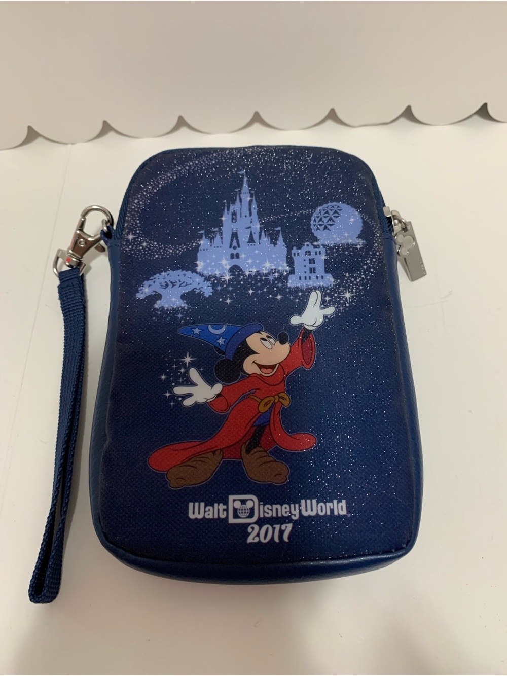 Disney Navy Blue Zip Wristlet with Silver D-Tech Charm